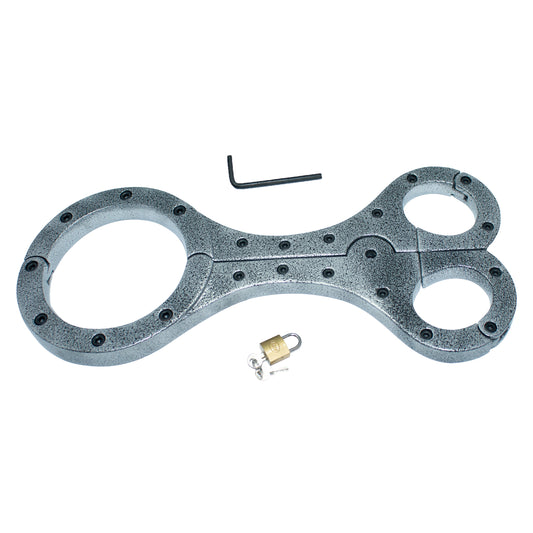 Heavy-Duty Aluminum BDSM Handcuffs – Textured Silver Restraints for Intense Bondage Play