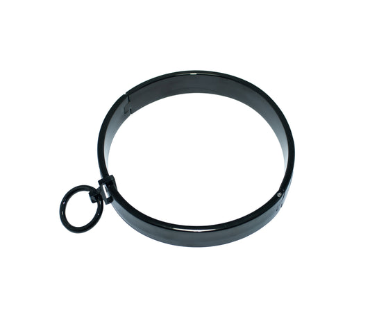 Stainless Steel Removable Pendant Collar with Plasma Coating – Titanium Black, Sleek, and Stylish BDSM Accessory