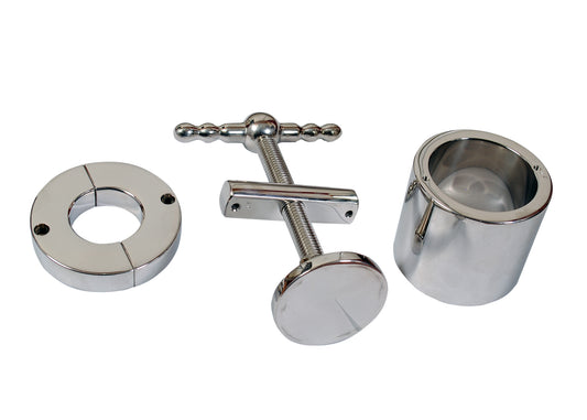 Stainless Steel Ball Flask and Crusher – Heavy-Duty Restraint for Intense Sensation and Control