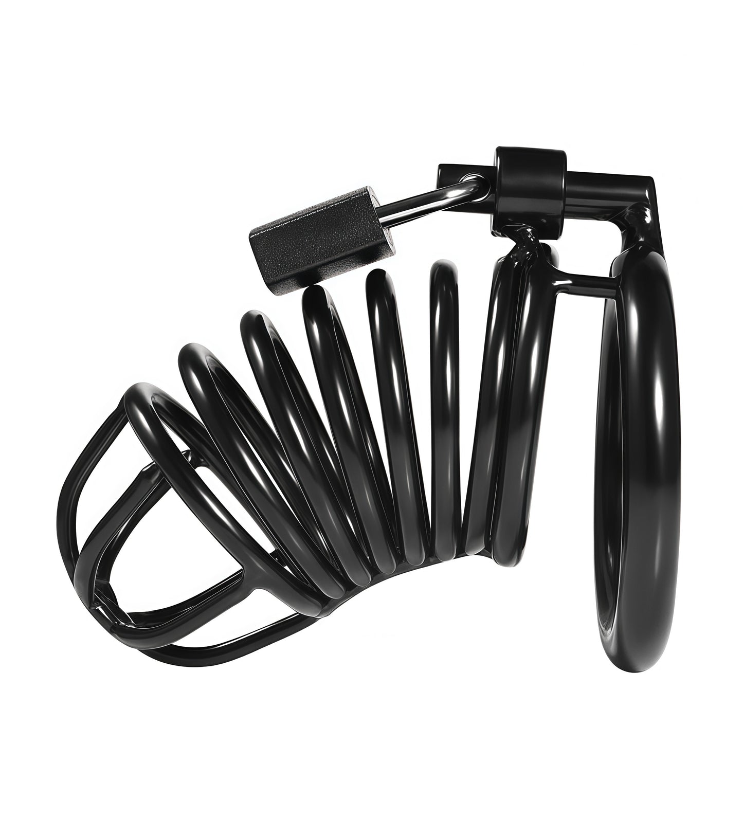 Black Spiral Chastity Cage – Premium Stainless Steel Cock Cage for Total Denial