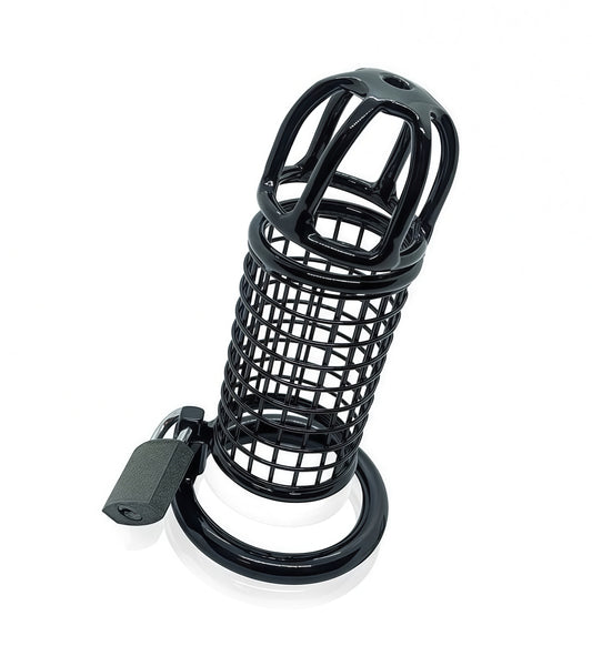 Black Matrix Cock Cage – Premium Stainless Steel Chastity Device for Total Denial