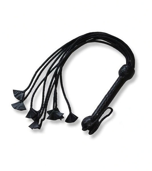 All-Black Petal Leather Flogger – Elegant Design with Bold Sensation