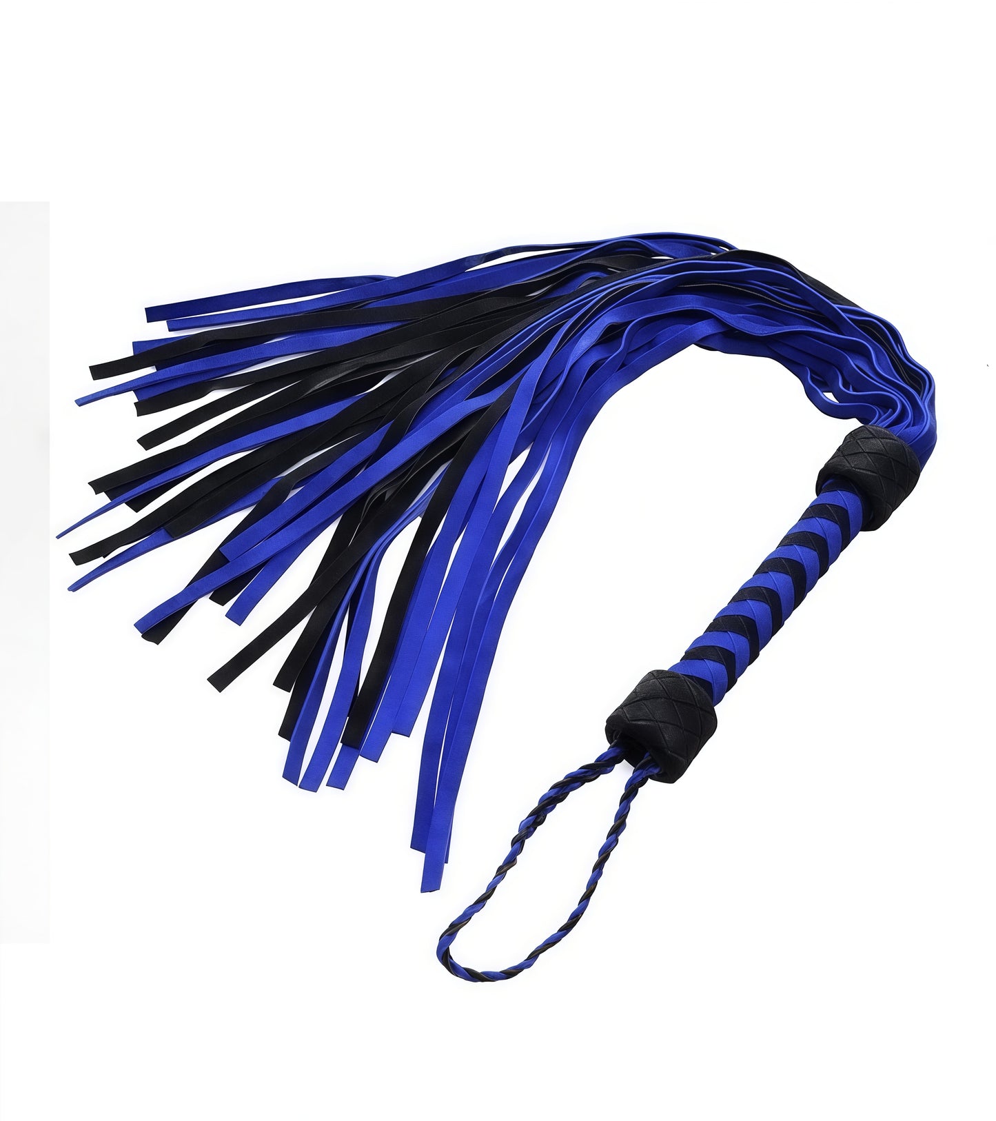 Striped Blue Leather Flogger – Premium BDSM Impact Toy for Sensual and Intense Play