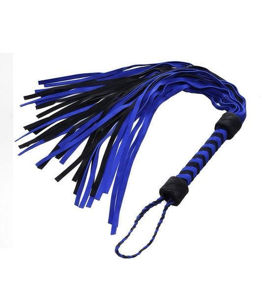 Striped Blue Leather Flogger – Premium BDSM Impact Toy for Sensual and Intense Play