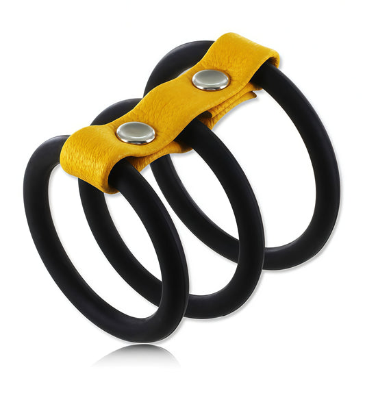 Triple Silicone Cock Ring – Black & Yellow | Max Control & Performance