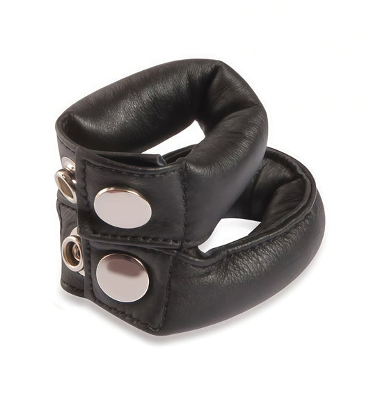 Weighted Cock & Ball Double Strap – Dual-Locking Leather CBT with Hanging Weight Power