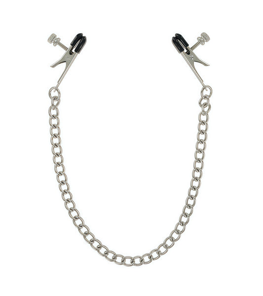 Alligator Nipple Clamps with Chain & Hanging Weight – Brutal Grip Meets Sensual Drag